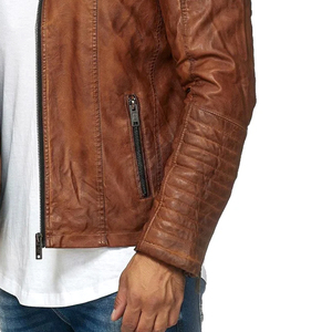 2024 Latest Design Fashion Wear Full Sleeve Leather Jackets Top Quality Casual <b>Zipper</b> Plain Color Men Leather Jacket <b>for</b> <b>Sale</b> - Product Image 6