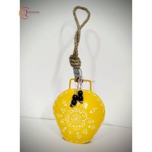 Merveilleux noël décoratif tenture murale cloche chic couleur jaune attrayant Look Vintage métal cloche pour accessoire de décoration intérieure - Product Image 1