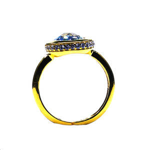 Anillo clásico de Plata de Ley 925 para mujer, piedra preciosa de Topacio Azul chapada en oro, Material de acero inoxidable, compromiso de boda elegante - Product Image 5