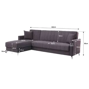 Wholesale OEM Hotel Project Corner Sofa Bed Turkish Furniture Sectional Contemporary Modular Supplier Velvet Tufted Folding