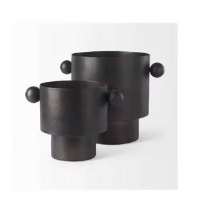 Dernier cri Métallique Antique Noir Mat Finition Décoratif Deux Tons Maison Jardin Intérieur Décoratif Jardinières Pots En Métal à Prix Bon Marché - Product Image 2