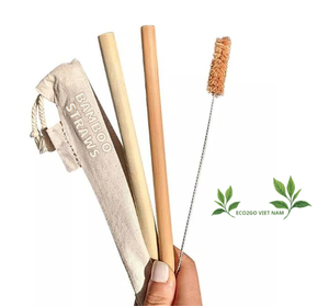 Pailles en bambou réutilisables Eco2go de haute qualité avec 3 tailles petit-moyen-logo laser jumbo gravé sur demande - Product Image 1