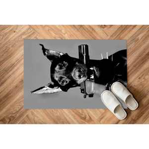 Alfombra con estampado de perro y pistola - Alfombra moderna con diseño de animales, alfombra suave con pelo largo - Product Image 5