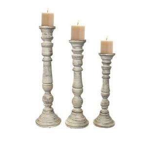 Bougeoir décoratif en bois d'acacia pour table à manger de couleur naturelle 3 pièces Vaisselle décorative pour la maison - Product Image 5