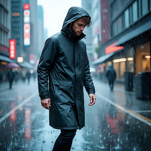 Vestes de pluie imperméables à capuche pour hommes coupe-vent randonnée manteau long 100% Nylon Spandex veste de pluie pour hommes - Product Image 4