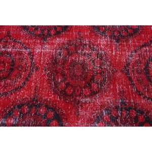 พรมวินเทจขนาด 3.3x8.2 ฟุต พรมตุรกี พรมลายดอกไม้สีแดง - Product Image 5