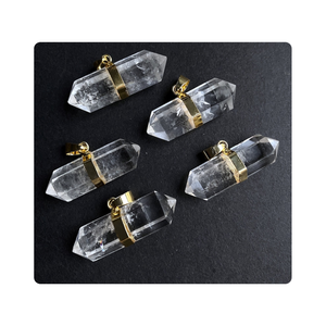 Colgante de cuarzo transparente Conectores de piedras preciosas Precio al por mayor Colgantes de piedras preciosas naturales - Product Image 3