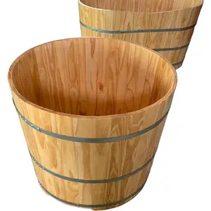 Vietnamese Supplier Barrel Wooden Bathtub Long Wooden Soaking Bathtub Design Customized Bulk Purchase In Stock