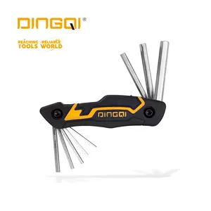 DingQi Multi Allen Key Fold Allen Wrench Set 8Pcs Hex Key Wrench Plastic Handle Folding Allen Hex Wrenchh