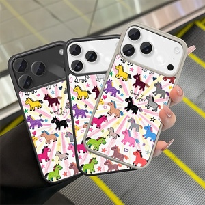 New Arrival Rainbow Horse Cartoon Sublimation Blank Magnetic Phone Case for 11 Pro Max Soft TPU White Flower Design Unisex - Product Image 1