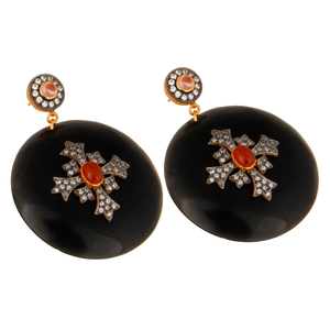 Boucles d'oreilles cornaline et CZ en pierre précieuse, bijou fait à la main, de styliste en laiton, à la mode, fabricant de bijoux en bakélite - Product Image 3