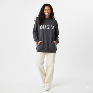 Elevated Basics High Collar Sweatshirt Oversized Mock Neck Everyday Luxe Contemporary Street <b>Layer</b> <b>Top</b> Custom Logo And Design - Product Image 3
