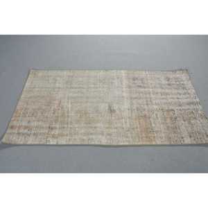 Vintage Turkish Rug, 2,8x5,4 ft Rug, <b>Brown</b> Gray Floral <b>Wool</b> Rug - Product Image 2