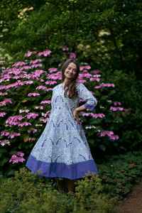 Hand Block Printed Panelled Dress Floral Boho Calf Length Cotton Dress Casual Occasional - Product Image 4