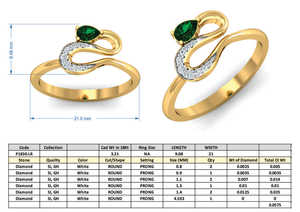 แหวนทองเหลืองประดับเพทายสีเขียวมินิมอล ชุบทอง 18k ลายงู แหวนขายส่งสำหรับผู้หญิง - Product Image 4