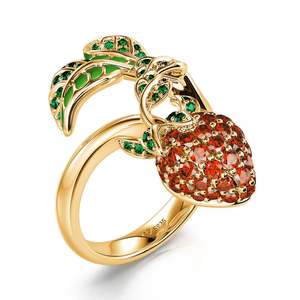 Jeulia Juicy Fruit Strawberry Design Sterling <b>Silver</b> Gemstone <b>Ring</b> - Product Image 3