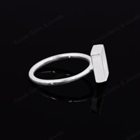 Hochwertiger 925er Sterlingsilber 14K vergoldeter rechteckiger 8x10mm Halbmontierter Ring mit einfacher Fassung für Harzschmuck
