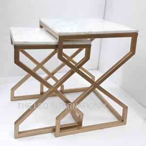 Juego de 2 mesas de café de diseño de forma cuadrada, Material de vidrio de madera, mesa de sala de estar nórdica moderna - Product Image 2