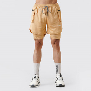 Pantalones cortos Cargo para correr personalizados de color al por mayor, transpirables de secado rápido, pantalones cortos geniales para gimnasio de doble capa para hombres - Product Image 1