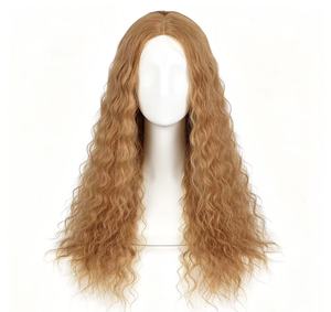 Peluca Larga Rizada con Frente de Encaje, Sin Pegamento, Cabello Sintético, Color Natural para Mujeres, Uso Diario - Product Image 1