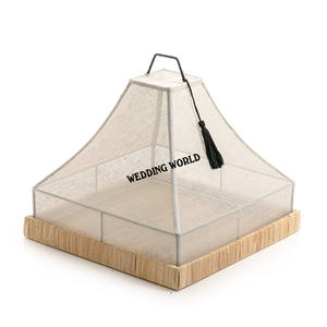 Plateau Rectangle en rotin avec couverture en filet Plateau design fait main de qualité supérieure Plateau en rotin en gros élégant classique - Product Image 5