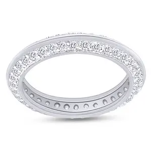 Bague éternelle pavée en moissanite taille 1 carat, en argent sterling 925 plaqué or platine, tendance, bord de couteau, pour fiançailles - Product Image 5