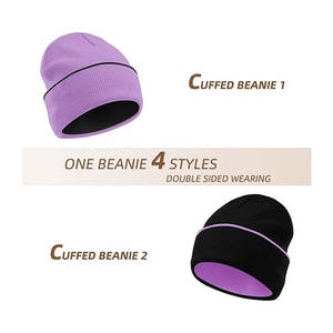 หมวกบีนนี่สำหรับผู้ชายหมวกผ้าถักแจ็คการ์ดสำหรับฤดูหนาวโลโก้ตามสั่ง - Product Image 2