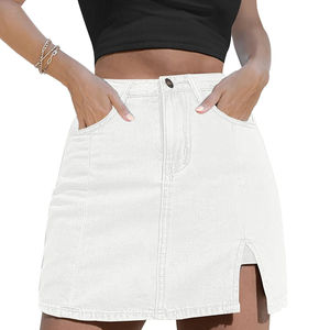Mini-jupe tendance taille haute pour femmes, style doux en denim pour des looks du jour au soir, pour toutes les saisons - printemps, été, automne, hiver - Product Image 1