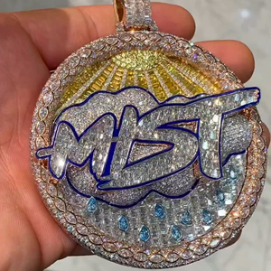 Customized Price Fine Pendants Charms Diamond Charm Pendant Unisex Hip Hop Style <b>Chain</b> <b>Rapper</b> Copper Platinum Plated Wedding - Product Image 4