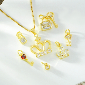 จี้รูปมือฮัมซาเคลือบทอง 18K ทำจากทองเหลืองเคลือบสี สำหรับทำสร้อยคอผู้หญิง เครื่องรางป้องกันภัย สำหรับทำเครื่องประดับ - Product Image 5