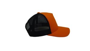 Casquette de sport ajustable à 5 panneaux en mousse avec maille frontale et dos en maille noire contrastante, modèle vierge à visière plate bicolore - Product Image 3