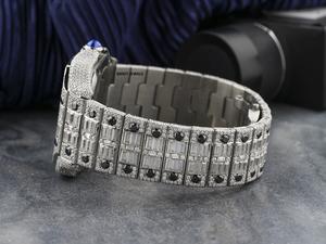 Reloj Cuadrado de Lujo con Incrustaciones de Moissanita y Acero Inoxidable, Estilo Antiguo, con Correa de 20 mm, Esfera Romana con Diamantes Completos, Estilo Hip Hop - Product Image 2