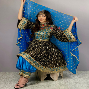 Derniers ensembles de 3 pièces brodés à la main pour femmes afghanes au tarif de gros avec des quantité minimale de commande bas et toutes les tailles et couleurs personnalisables - Product Image 1