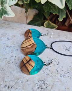 Eco Friendly Wooden <b>Resin</b> Customized Stud Earrings | Lightweight Handmade Women's Traditional Vintage Wedding Party Fashion - Product Image 2