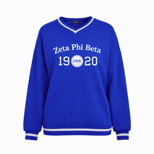 Sudadera de la Hermandad Zeta Phi Beta, Sudadera Informal de Algodón para Mujer, Cuello Redondo, Estilo Universitario, Bordada, Talla Grande - Product Image 1