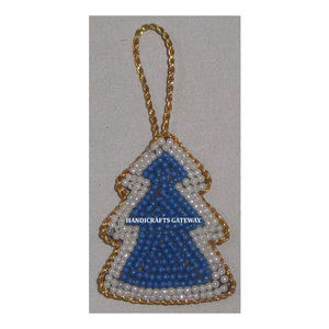 Diseño moderno hecho a mano Christian Golden Zari bordado con cuentas trabajo forma de árbol adornos colgantes de Navidad decoración de árbol - Product Image 1