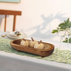 Decorative Wooden Dough Bowl Hand-Carved Long Wood Bowl for Farmhouse Home Decor Table top decorative items - Product Image 1