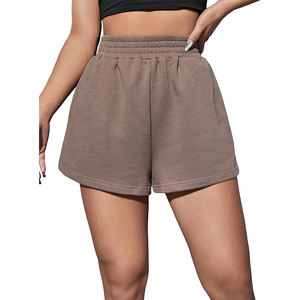 Short en jersey taille haute personnalisé pour femmes été plage décontracté Sport Yoga respirant grande taille bouton poche Logo décoration - Product Image 1