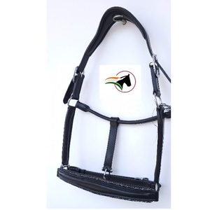 Cabestros de sillín inglés de lujo Cuero de calidad superior con nariz cónica Cristales de bola fina Herrajes de madera dura Directo DE LA India - Product Image 4