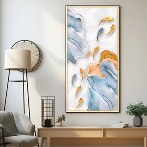 Nueva tendencia decoración de sala de estar pintura luz lujo pared arte Ginkgo Biloba LED diamante cristal porcelana pintura decoración del hogar - Product Image 2