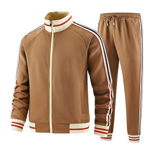 Conjunto deportivo completo para hombre, chaqueta con cremallera de poliéster y pantalones, ropa deportiva informal para entrenamiento atlético - Product Image 2