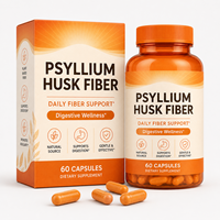 Poudre de Psyllium en Capsules 1200mg par Portion avec Inuline et Racine de Gingembre, à Base de Plantes, 60 Capsules