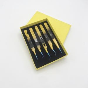 Pinzas de extensión de pestañas de acero inoxidable, punta de Plasma azul, revestimiento en polvo, embalaje personalizado, novedad - Product Image 2