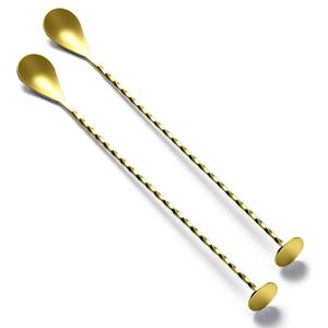 Cucharas Mezcladoras de Cócteles de Acero Inoxidable Dorado de Lujo, Mango Trenzado, Duraderas, Resistentes al Óxido, Elegantes, Herramienta de Bar para Bebidas, Regalo - Product Image 1