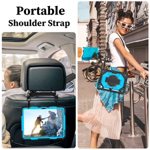 เคสแท็บเล็ตซิลิโคน PC ทนทานต่อแรงกระแทก พร้อมการปกป้อง 360 องศา °   สายคล้องมือแบบหมุนได้สำหรับไอแพดมินิ 6 7 9.7 10.2 10th A16 12th <span class=keywords><strong>Air</strong></span> Pro 11 13 - Product Image 6