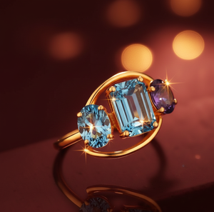 Anillo de Plata de Ley 925 Chapado en Oro de 18K con Topacio Azul Hidro 7*10 Octogonal Redondo, Talla 6 de EE. UU., Regalo para Mujer, Uso Diario - Product Image 3