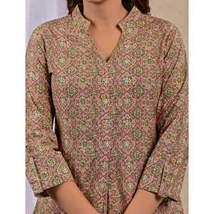 Peach Printed Straight <b>Kurti</b> Reyon Fabric Indian and Pakistani Style Wedding Party and Ethnic Wear Low Price-<b>Chikankari</b> - Product Image 2