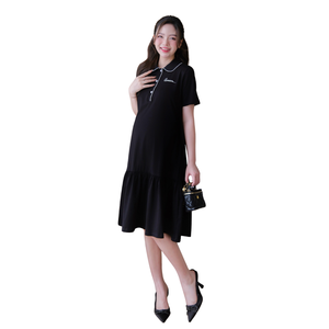 V708, vestido de maternidad de algodón suave absorbente de sudor anticontracción, ropa informal de buena absorción con bordado de lazo, buena elección - Product Image 1