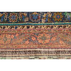 Tapis Turc Vintage 2.2x3.3ft Bleu Beige Tissage Plat Laine Patchwork Motif pour Salon Couloir Décorations Latex Soutenu - Product Image 5