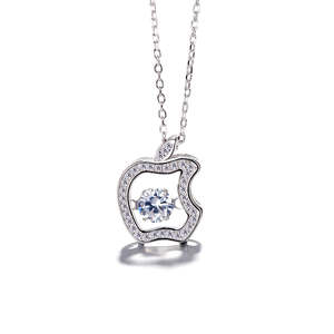 Collana con Ciondolo a Forma di Mela in Argento Sterling con Cristalli Autentici e Charm Scintillanti - Product Image 1
